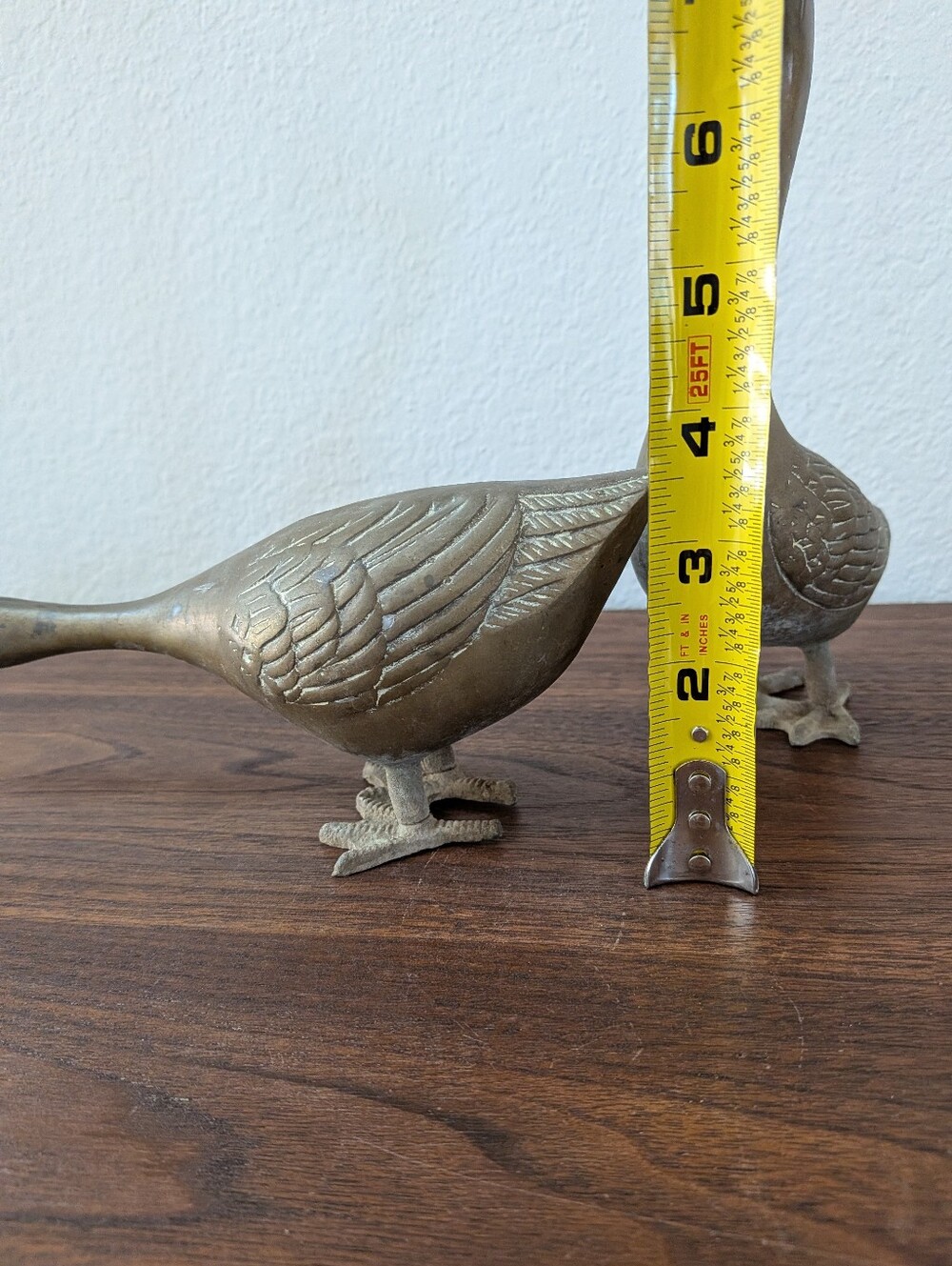 Vintage Pair Brass Geese Figurines Duck Statues MCM Decor - Picture 14 of 16